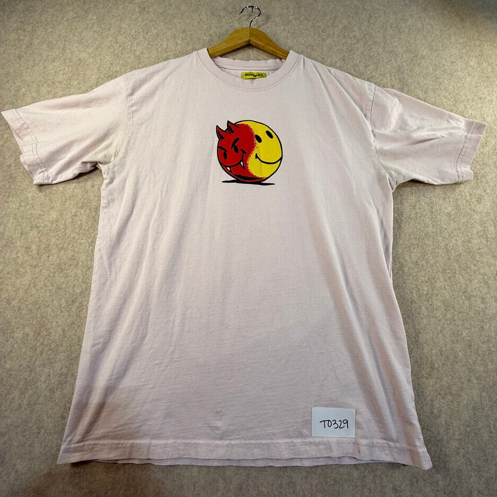 Market x Smiley‎ Devil Face Graphic T-Shirt Mens Large Streetwear Tee